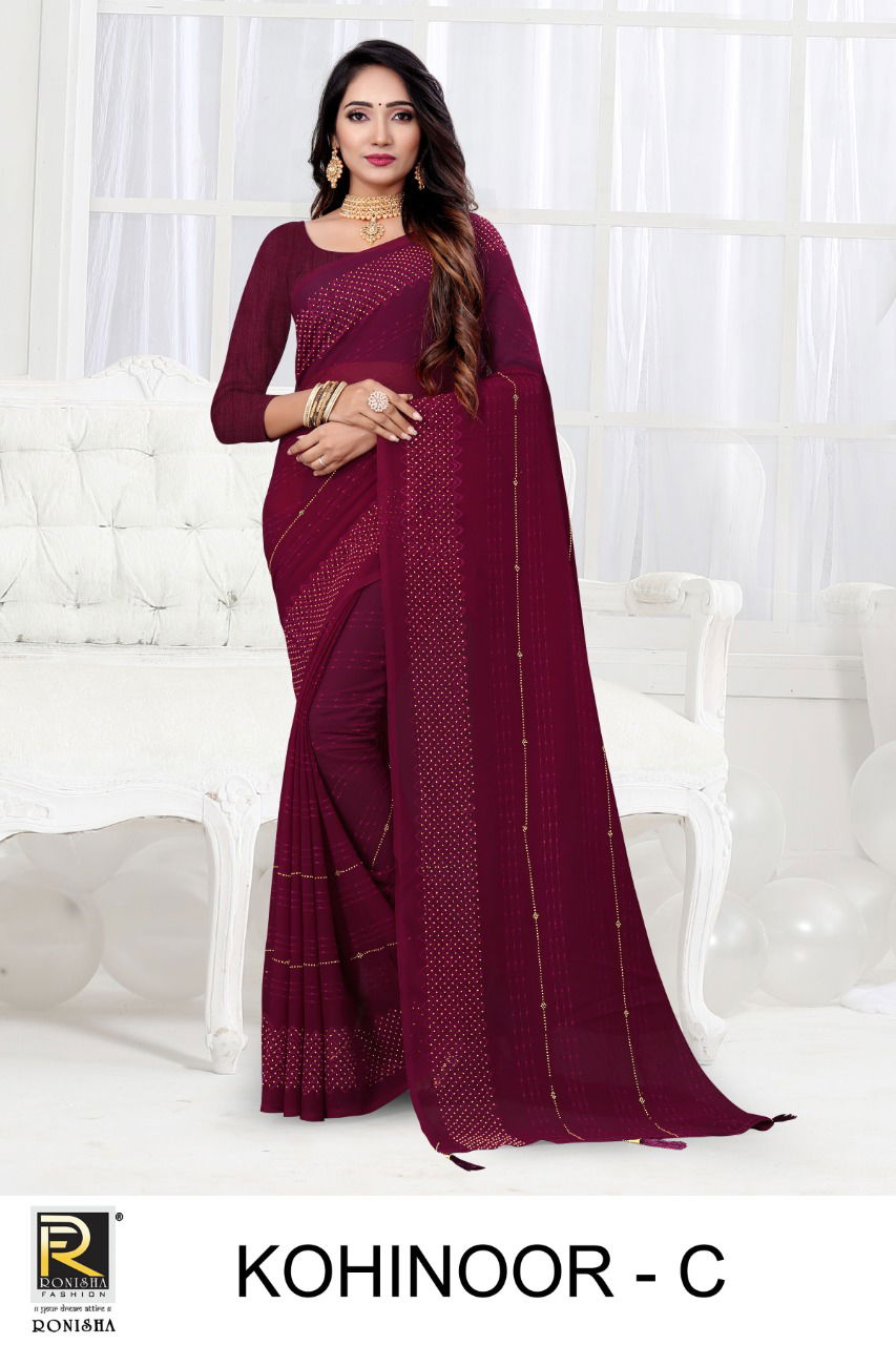 Ronisha Kohinoor Stylish Designer Fancy wear Georgette Saree Collection